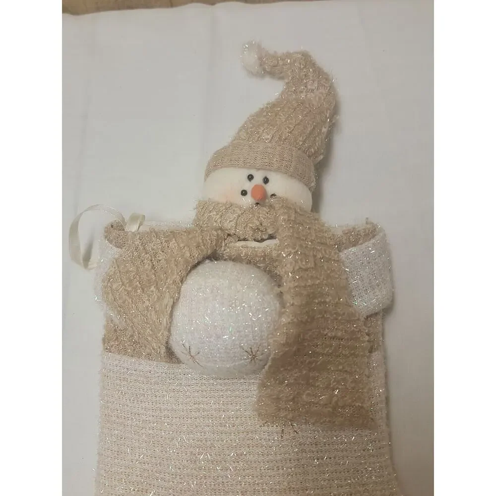 Berkeley Designs Gold Snowman with Snowball Top Christmas Stocking Shimmering
